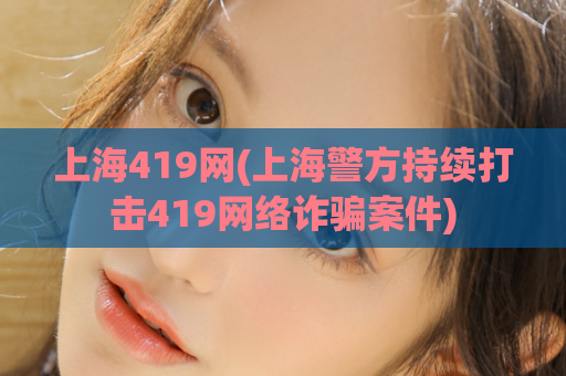 上海419网(上海警方持续打击419网络诈骗案件)